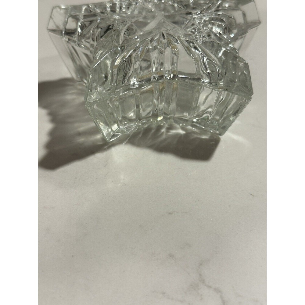 Vtg Crystal Clear Star Shape Lead Crystal Trinket Jewelry Box Romania Glass Lid - Picture 4 of 16